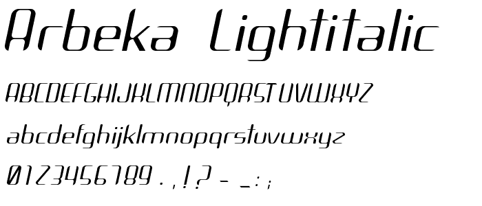 Arbeka  LightItalic font